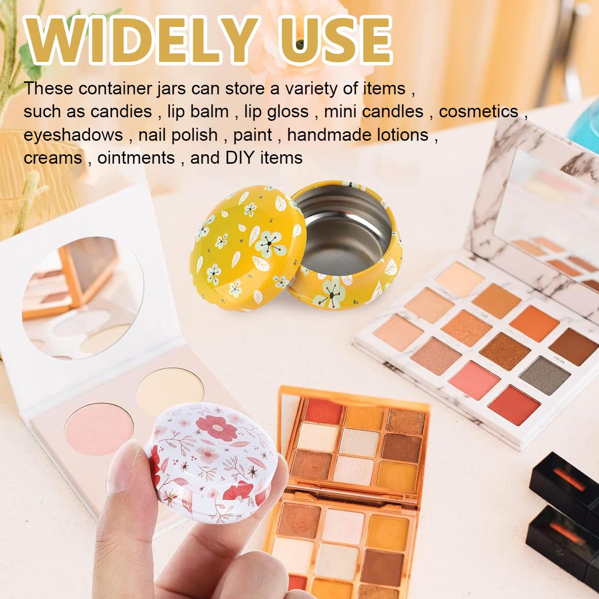 MAYCREATE Candy Tins Set for DIY Crafts and Storage featuring 12pcs 20ml Floral Metal Containers