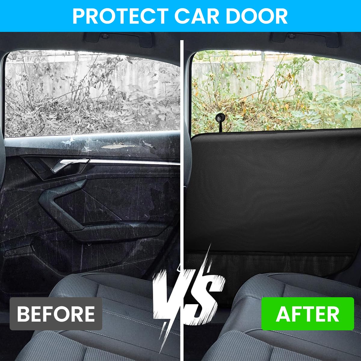 STHIRA Car Interior Door Protector for Dogs featuring Suction Cup Design 77x64cm | Waterproof Scratch-Proof Cover for Car and SUV