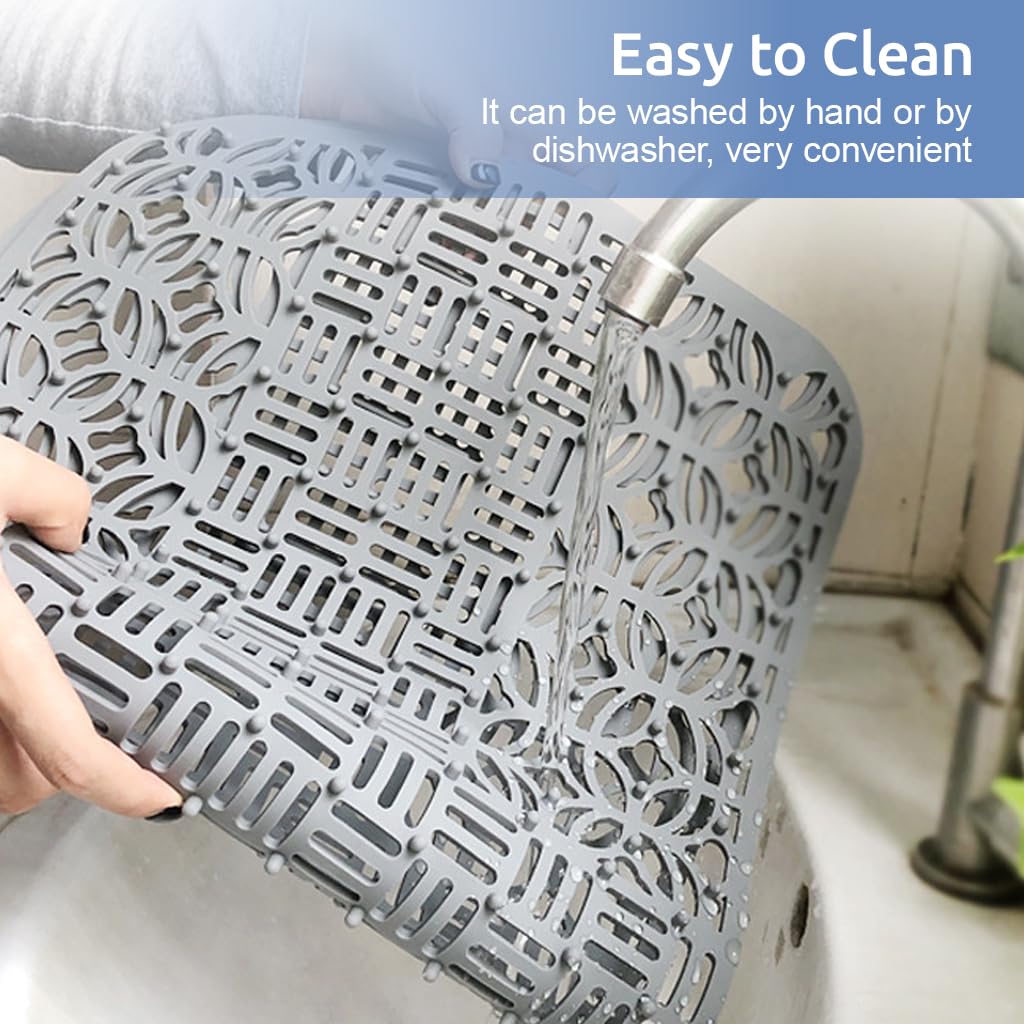 Supvox Silicone Dish Drying Mat for Kitchen Sink 25.9 x 13.7 in with Anti Slip Drainage Pattern | Heat Resistant Counter Protector