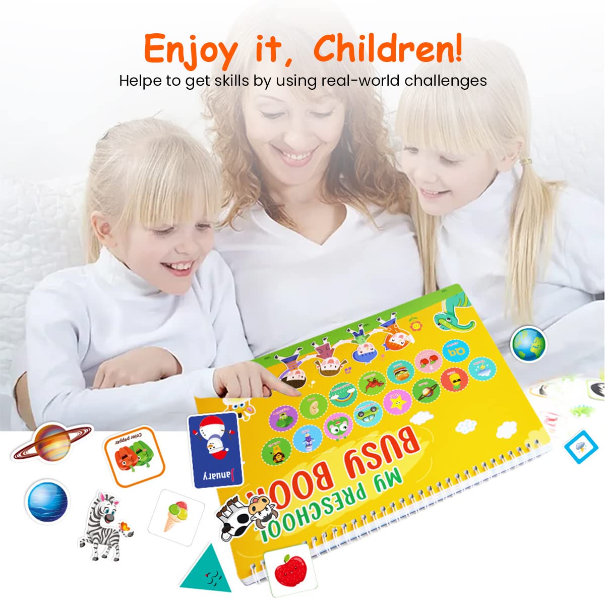 PATPAT Montessori Busy Book for Toddlers featuring 15 Learning Themes and Waterproof Pages