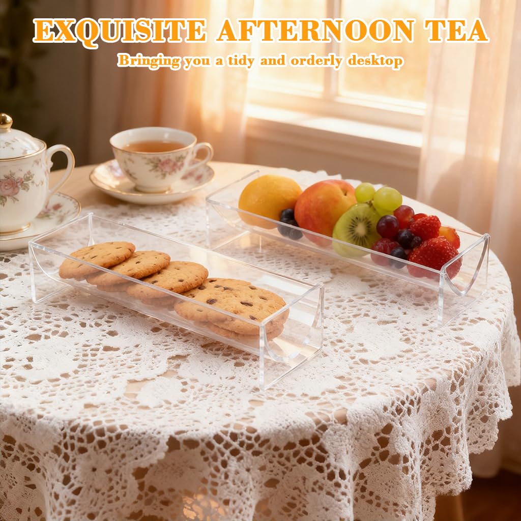 HASTHIP Clear Cracker Serving Tray 2 Pcs Set for Snacks and Appetizers | Transparent Design