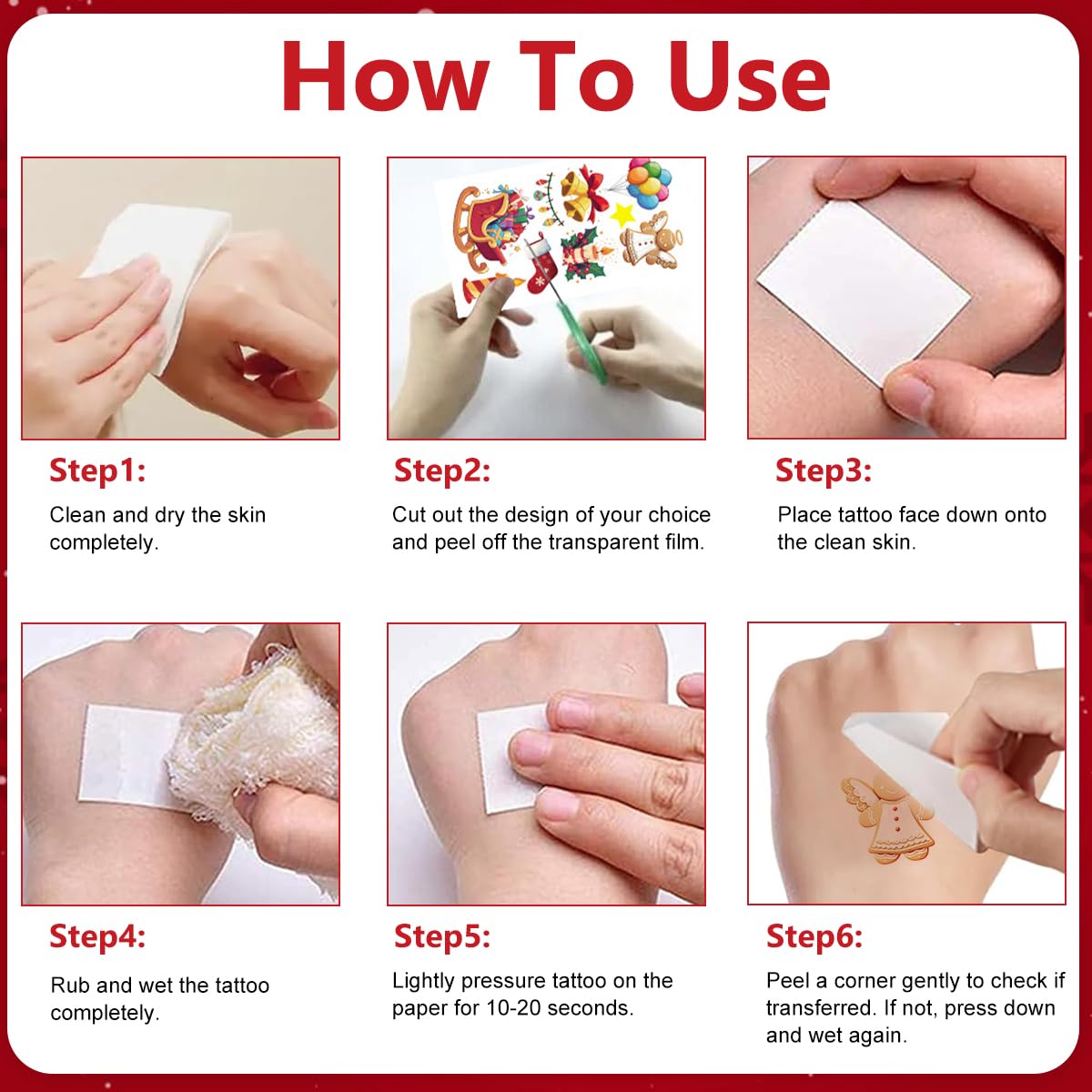 MAYCREATE Christmas Temporary Tattoo Stickers for Kids and Adults featuring 10 Sheets | Waterproof and Easy to Apply Holiday Body Art