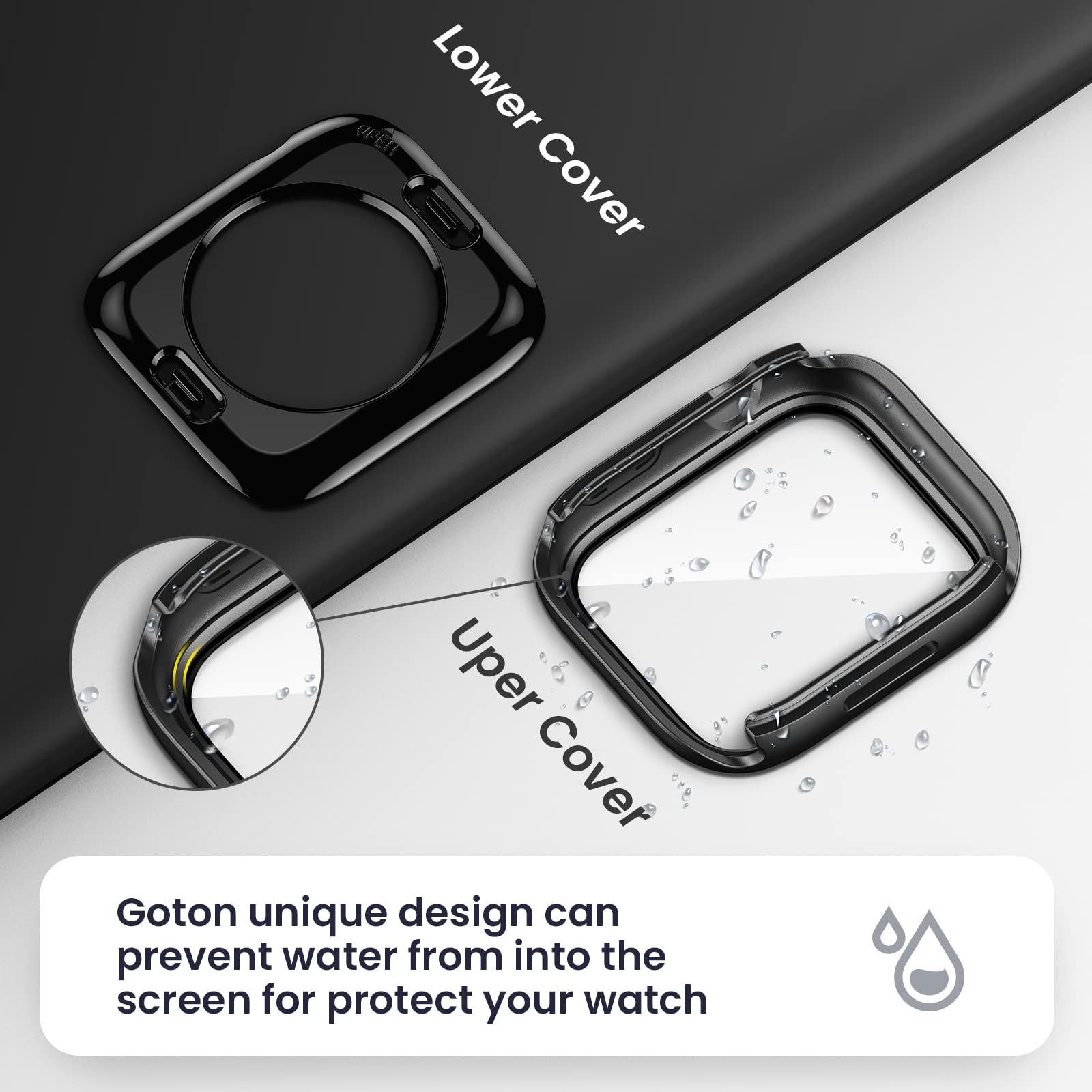 ZORBES Waterproof Cover Case Compatible with Apple Watch Series7, Protective Hard PC Cover Case (41mm Black)