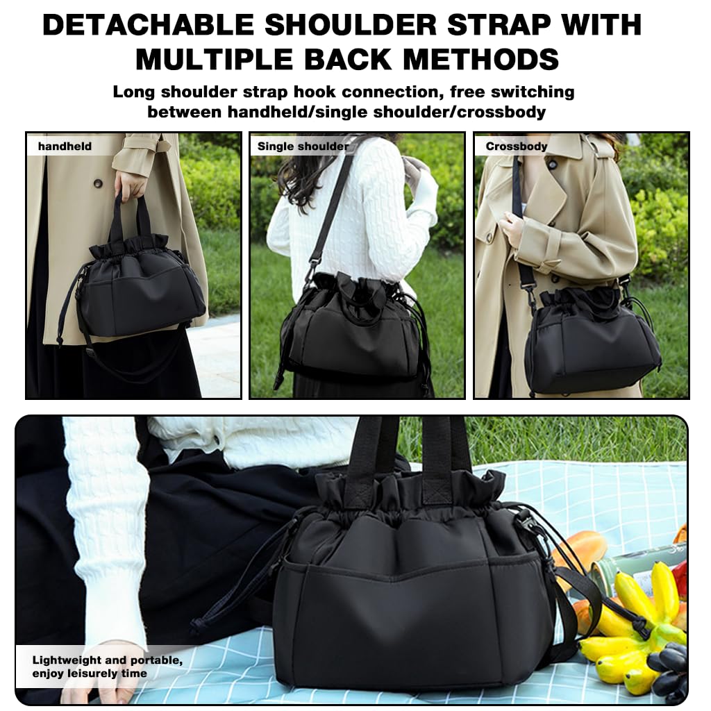 Supvox Lunch Bag for Work and Picnic with 11L Capacity and Drawstring Closure | Removable Shoulder Strap and Nylon Material