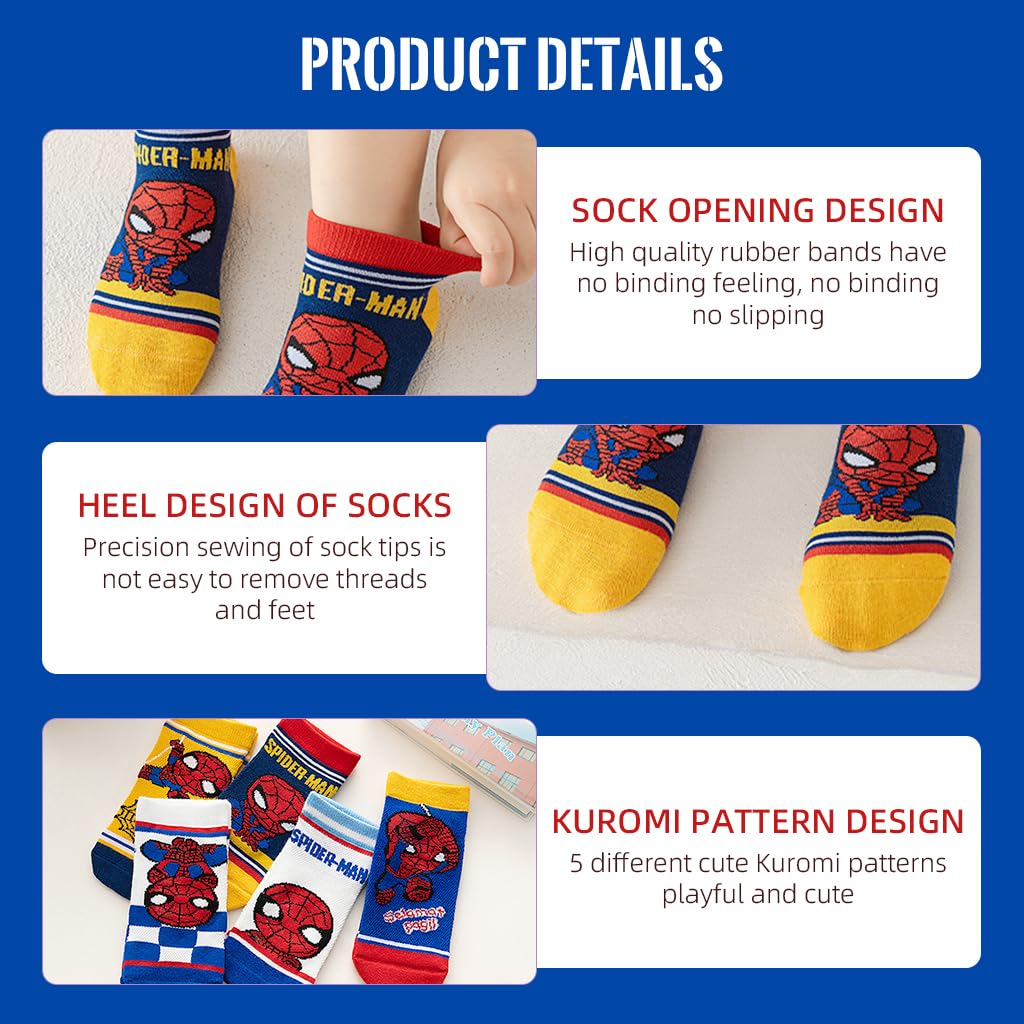 PALAY® 5 Pairs Kids Socks Girls Socks Breathable Cotton Mesh Socks Home Socks Cartoon Kuro mi Cotton Socks for Girls 6-8 Years Old