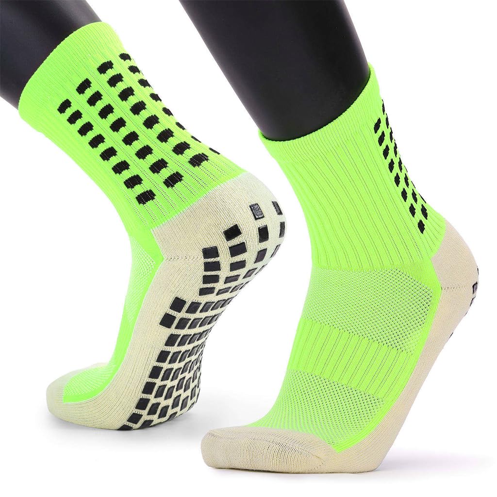 PROBEROS Football Socks for Soccer and Running featuring Anti Slip Rubber Grip and Breathable Compression Design | Green