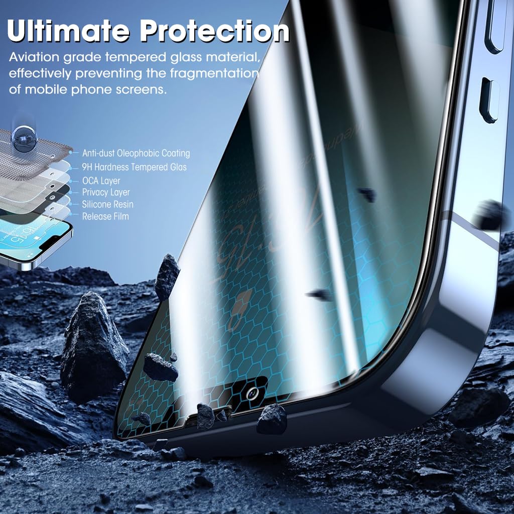 ZORBES Privacy Screen Protector for iPhone 14 13 13 Pro with 9H Tempered Glass | 2 Pack