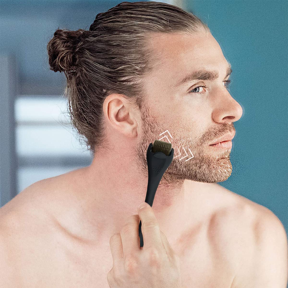 FANCYKU Beard Roller for Facial Hair Growth with 0.5mm 540 Titanium Needles & Ergonomic Handle