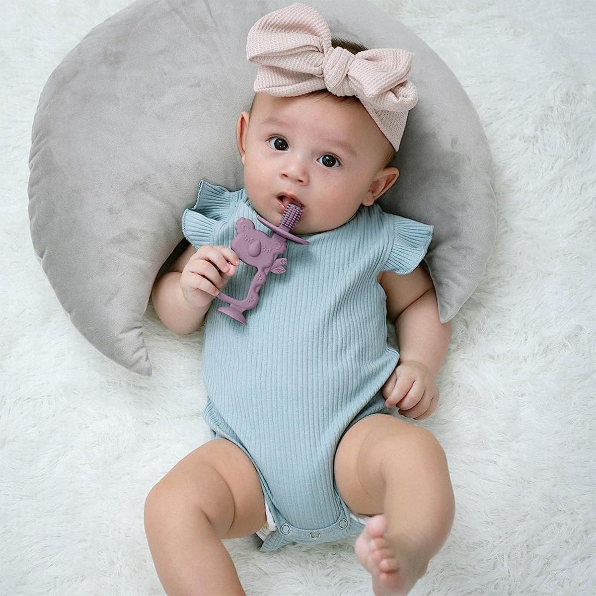 SNOWIE SOFT Baby Teething Toy for 8+ Months with Suction Base and Silicone Koala Brush