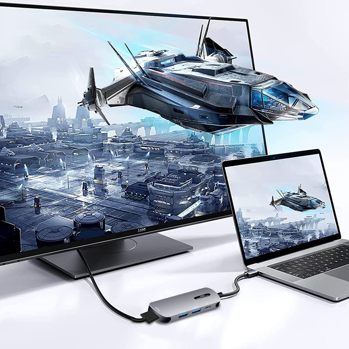 Verilux USB C Hub for Laptop with 4K 30Hz HDMI and 100W PD | Aluminum Alloy 20cm Cable