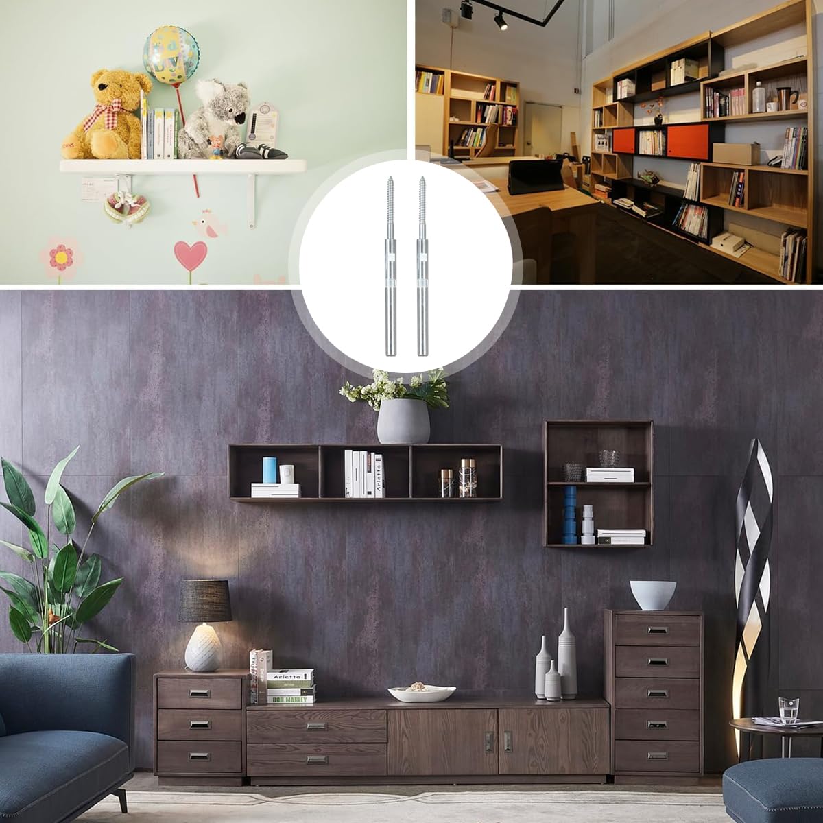 Serplex Floating Shelf Brackets for DIY Hidden Bookshelves featuring 20 kg Load Capacity and Iron Carbon Alloy Support