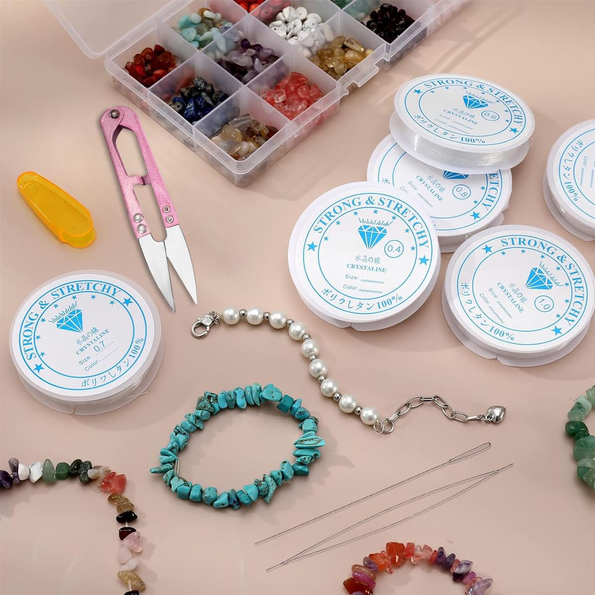 HASTHIP Elastic Bracelet String Cord for Jewelry Making with 6 Rolls 0.4mm–1mm | Crystal Clear Stretchy Bead Cord