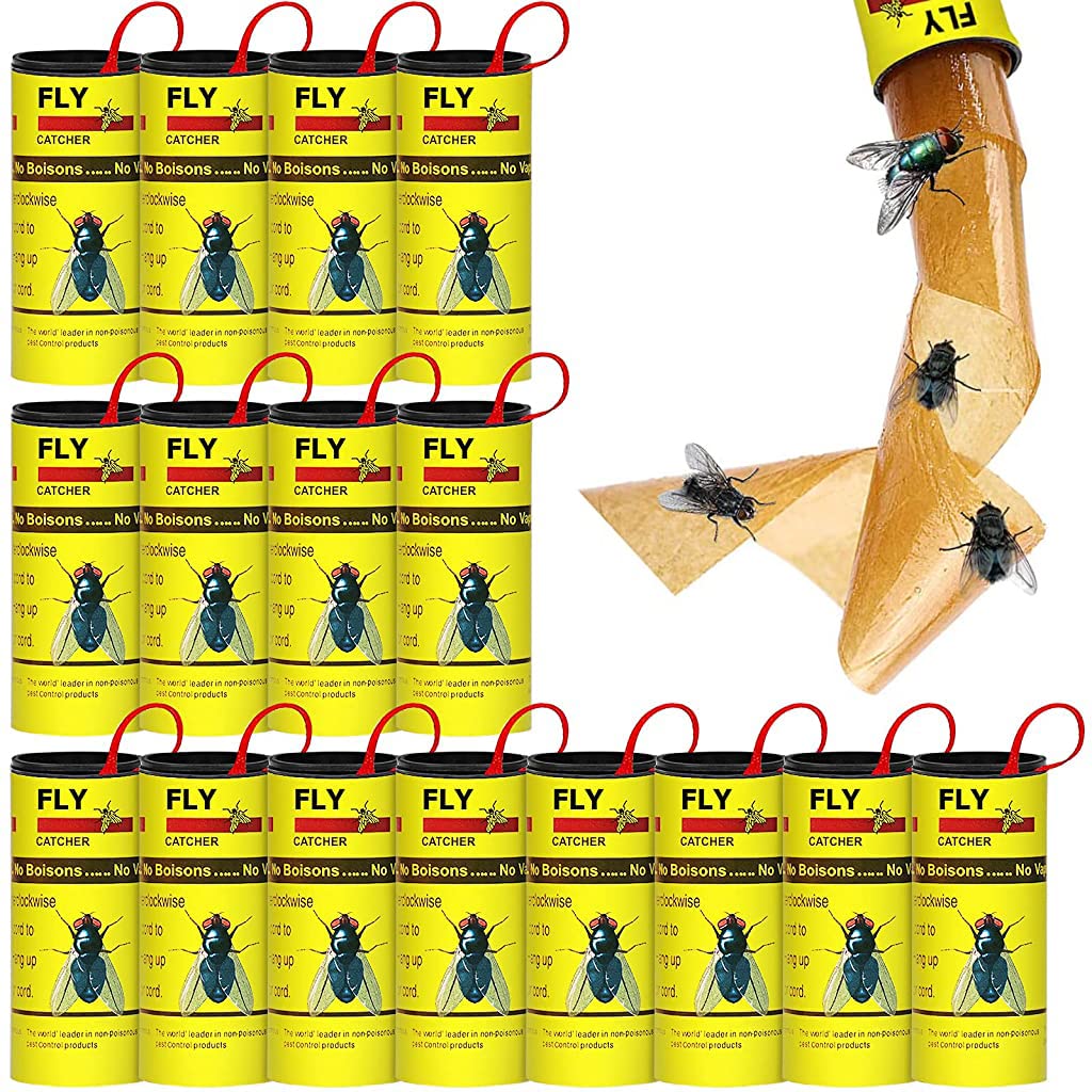 Supvox® 16Pcs Fly Trap Kit for Insects, Whiteflies, Aphids, Leaf Minor, Thriphs, Yellow Ultra Sticky Trap for Insect in Garden & Farm for Indoor or Greenhouse Use Hangable Fly Sticker Paper