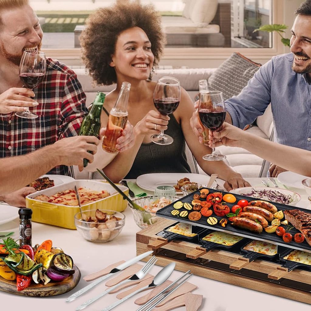 ZIBUYU Cutlery Set for Travel and Picnic featuring 4pcs Stainless Steel Utensils | Embossed Handle Design