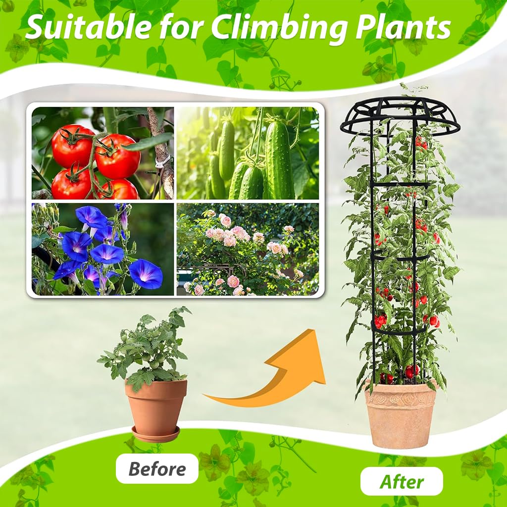 HASTHIP Garden Plant Support Cages for Climbing Plants featuring 160cm Metal Obelisk Design