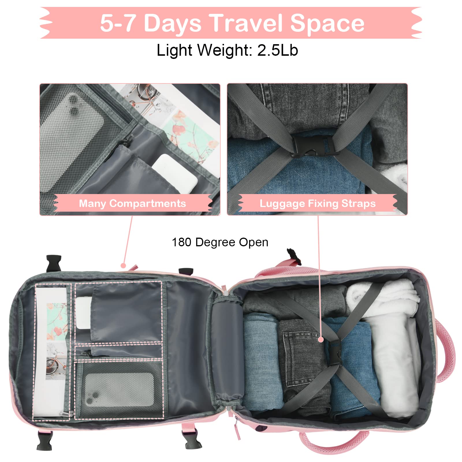 PALAY Laptop Backpack for Travel and Business with Dual Handle and 20L–35L Expansion | Pink