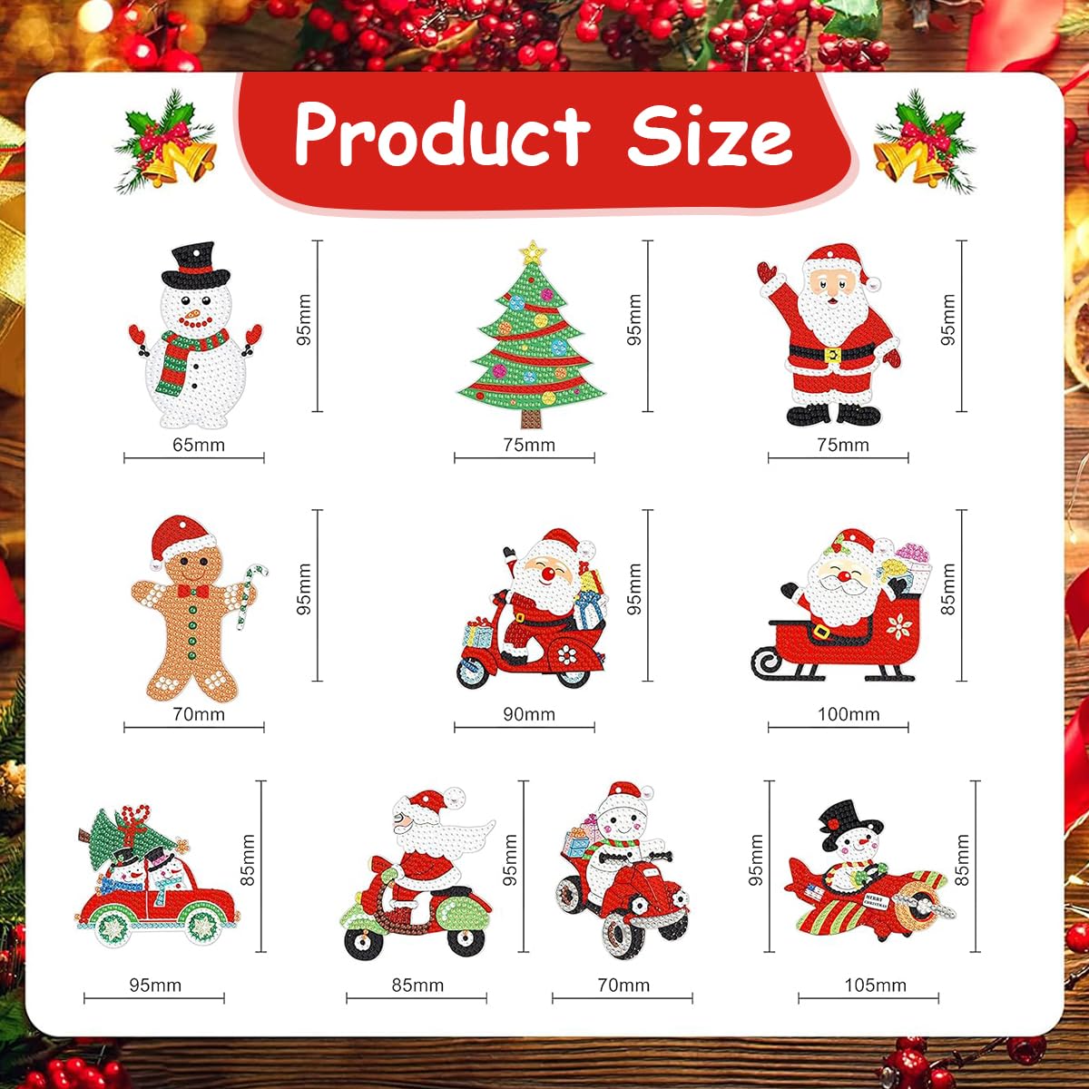 HASTHIP 10Pcs DIY Diamond Painting Christmas Tree Ornament Sparkling Hanging Christmas Tree Pendant Christmas Gift Box Charms Decoration DIY Diamond Painting Kit with Tools DIY Home Decor Kit