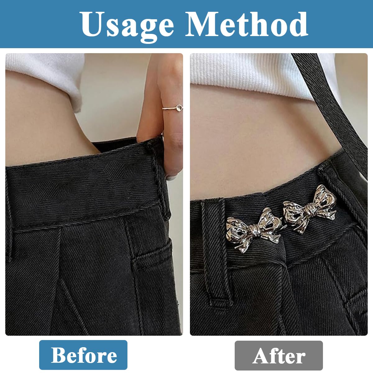 SANNIDHI Adjustable Waist Buckle for Pants featuring Detachable Jean Button Pins 4 Pairs