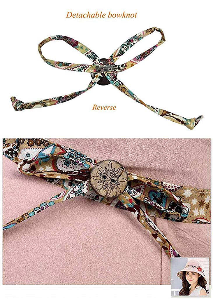 PALAY Womens Sun Hat for Beach and Garden with 4 in Wide Brim UPF 50+ Foldable Pink Hat