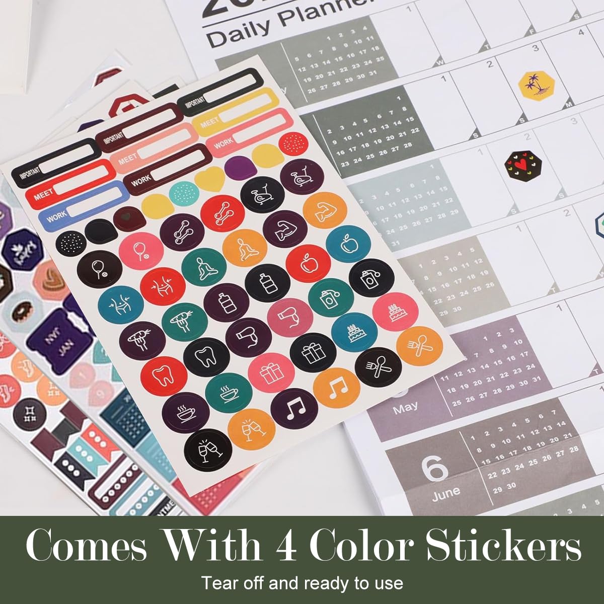 OFIFO 2025 Planner Desk Pad Calendar for Office and Study with 29x20 Large Size | Includes Motivational Stickers