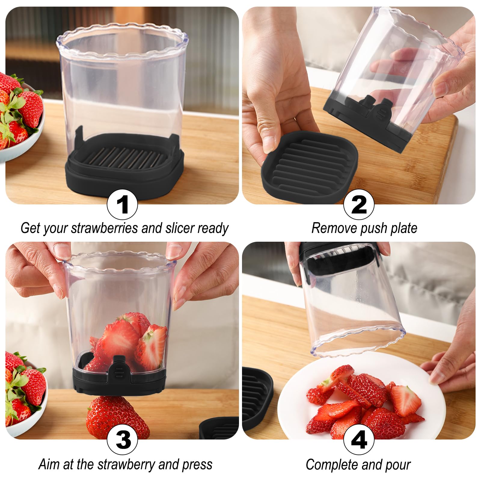 Supvox Fruit Slicer for Oats Bowl and Salad featuring Press Down Cutter | 3PCS Stainless Steel