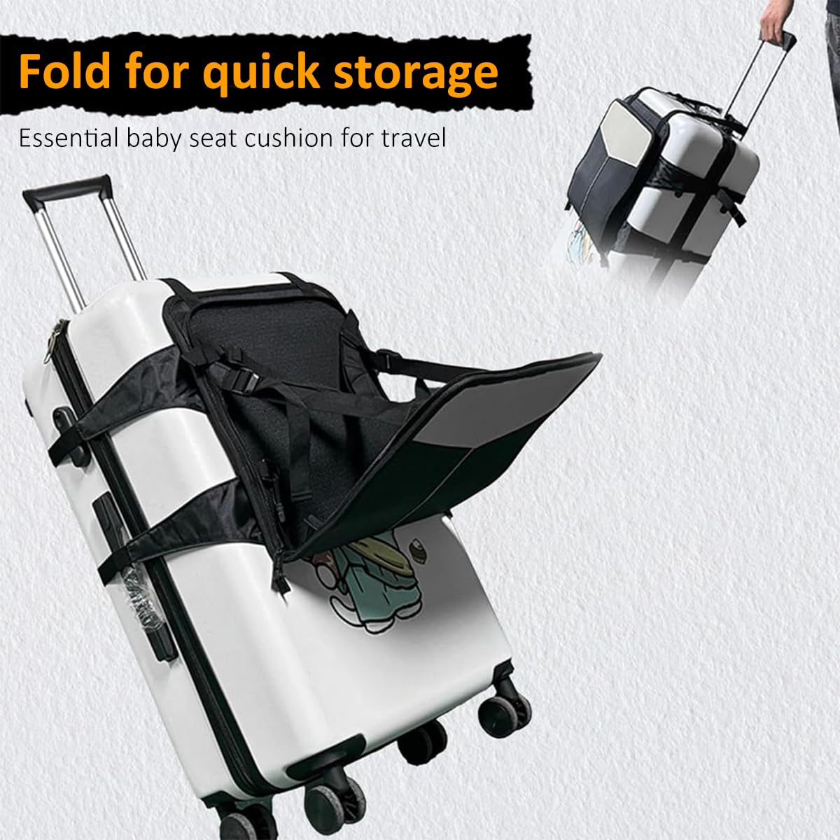 SNOWIE SOFT® Toddler Seat for Luggage Safe Toddler Seat Attachment for Wheeled Luggage Safe Shoulder Strap Design Folding Seat Attachment for Luggage Easy Luggage Carrier Seat for Flight Travel