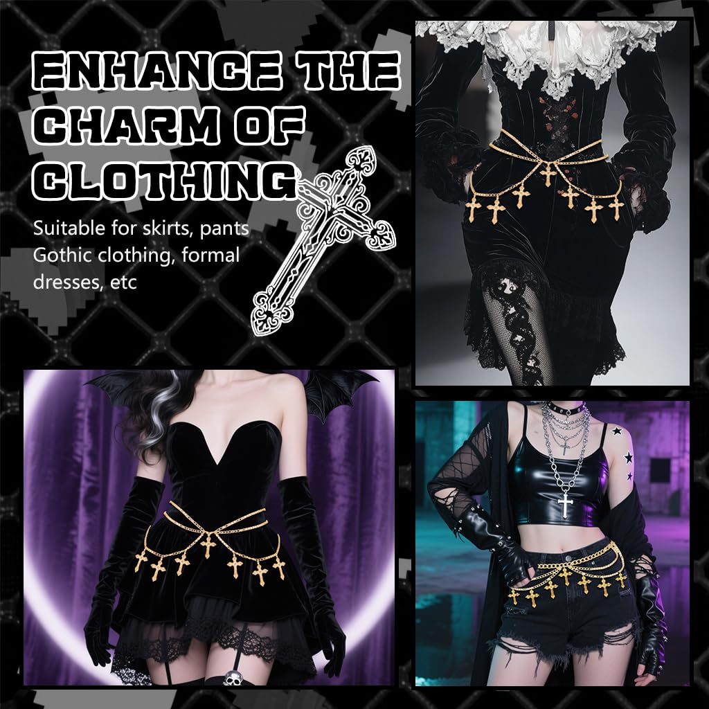 SANNIDHI Waist Chain for Women featuring Cross Tassel Pendant | Gothic Punk Belt for Dresses