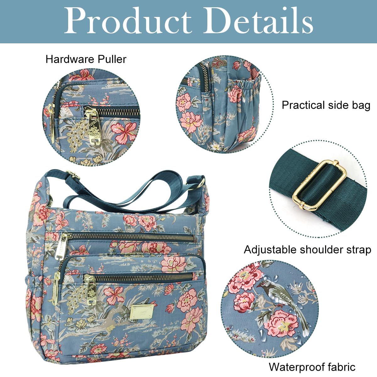 PALAY Crossbody Bag for Women with Multi Pocket 2 PCS Set and Adjustable Shoulder Strap