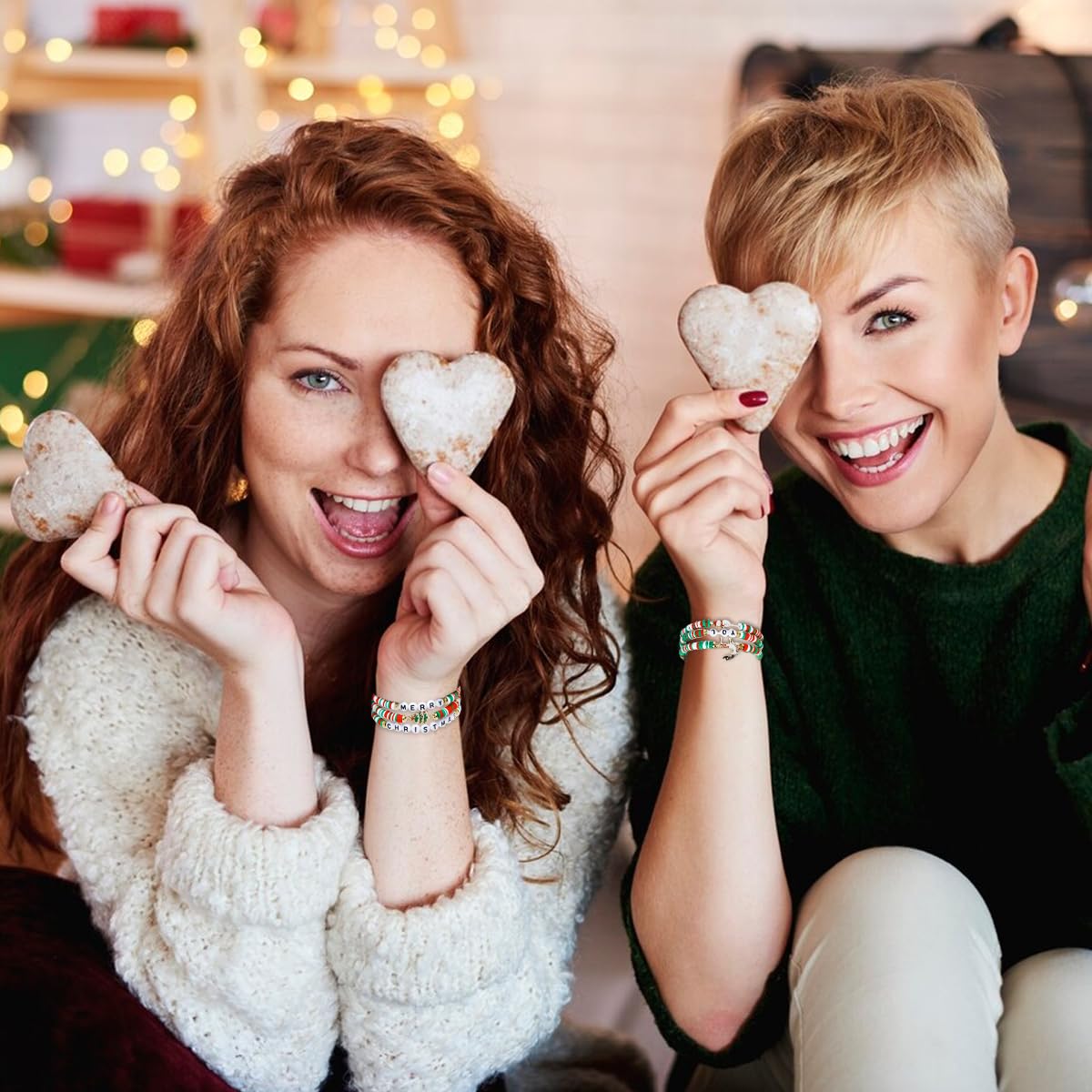 SANNIDHI Christmas Bracelet Set for Girls and Women featuring 6 Clay Bead Designs | Stretch Fit