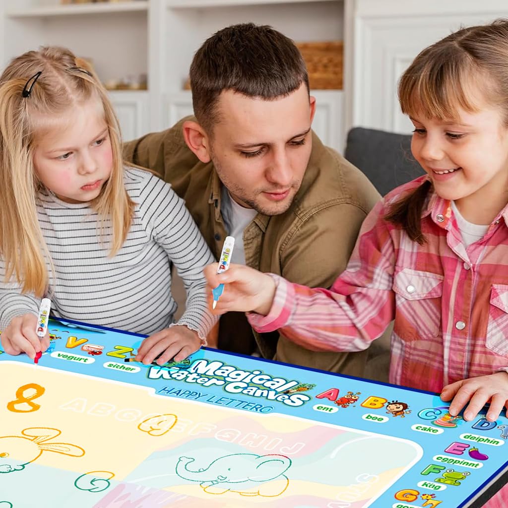 PATPAT Magic Water Doodle Drawing Mat for Kids 60x80cm with Water Pens and Cartoon Templates