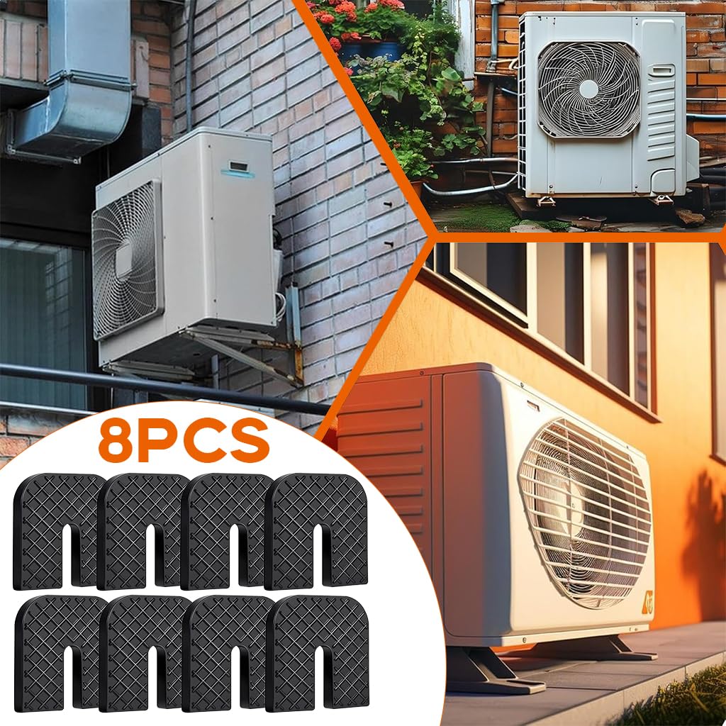 HASTHIP Rubber Anti-Vibration Pads for Outdoor Unit Bracket featuring U-Shape Texture 8Pcs 70x70x10mm