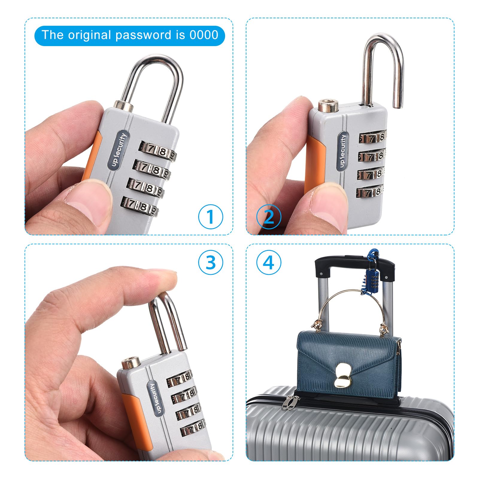HASTHIP 4 Digit Combination Luggage Cable Lock with 3.3Ft Waterproof Spring Steel Cable, Zinc Alloy Security Padlock for Helmet, Luggage, Gym Locker, Backpack, Suitcase, and Cabinet (Black)