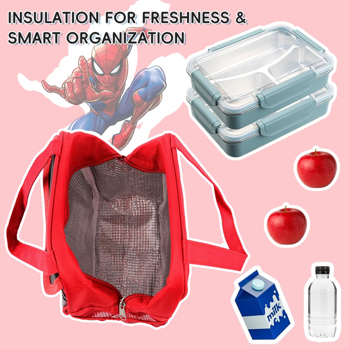 HASTHIP Silicone Insulated Lunch Bag for Office and School with Leakproof Thermal Design | 21x12x18cm Green