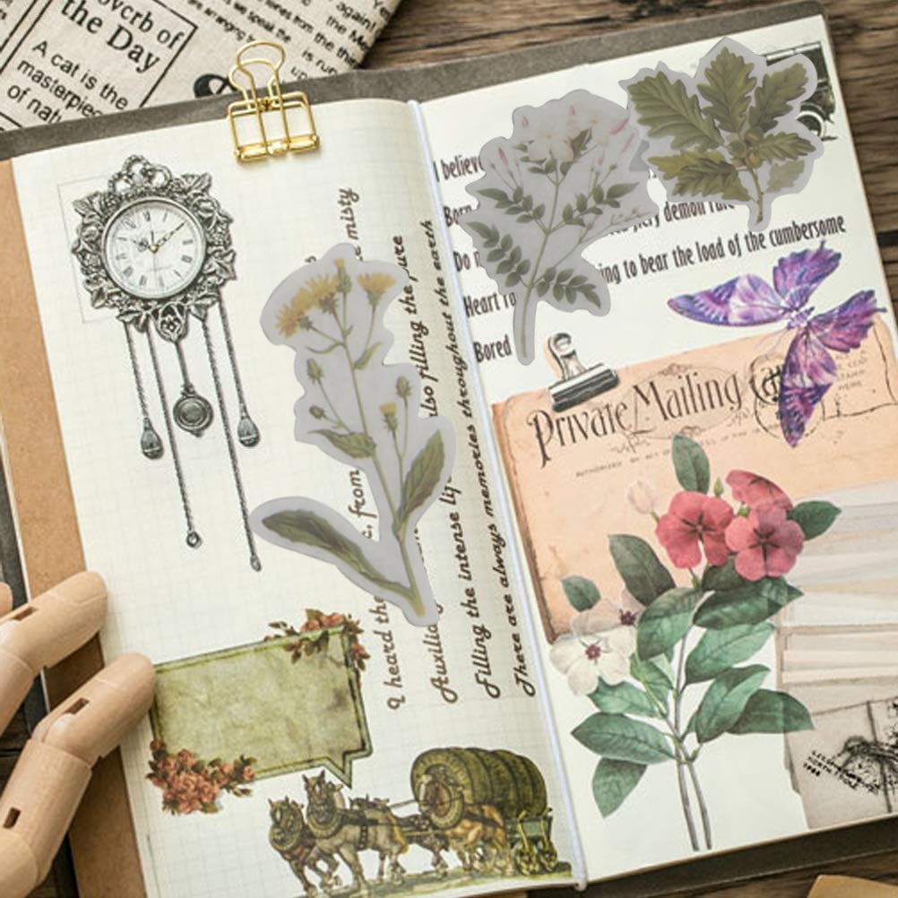 HASTHIP 60 Washi Tape Paper Sticker Vintage Plant Bird Sticker Flower Sticker for DIY Scrapbooking Diary Albums Tea Cup Laptop Notebook Decoration (Flower and Bird)