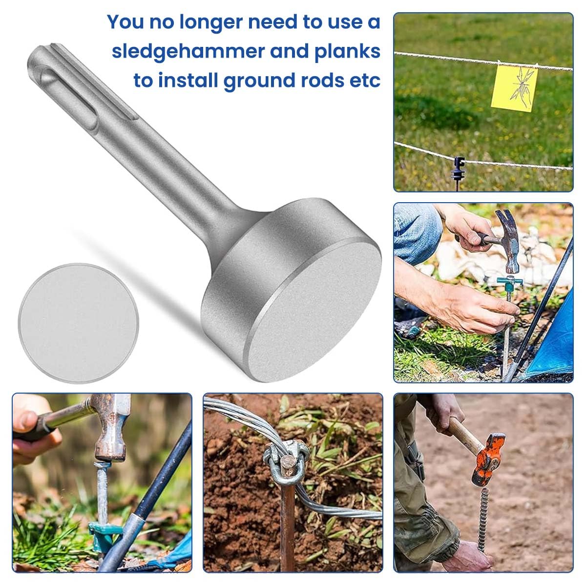 Serplex Metal Hammer Attachment for Impact Drivers with 3.5cm Plate & 1/4'' Hex Shank | Steel Construction