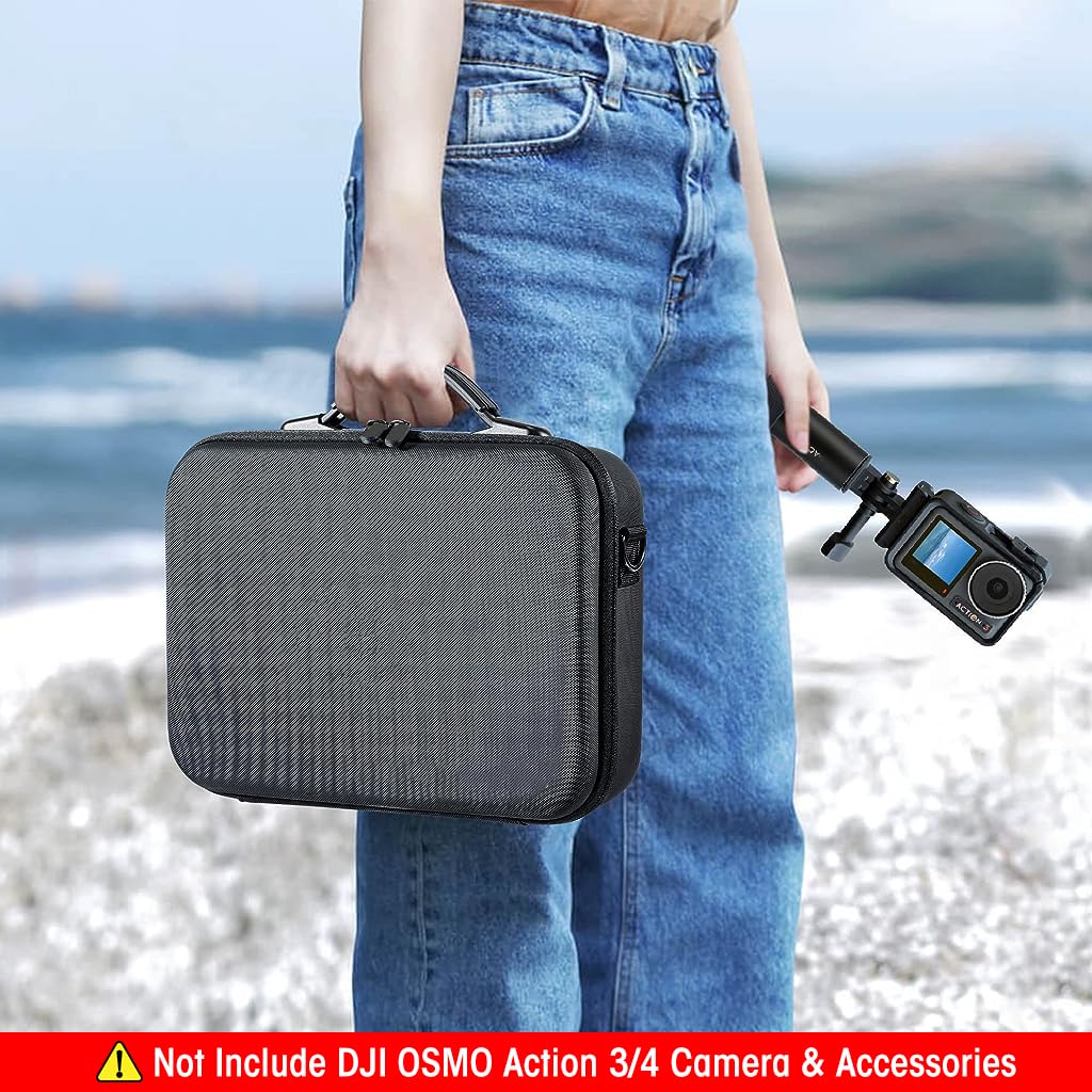 ZORBES Carrying Case for DJI Osmo Action 3 4 5Pro featuring 8 Compartments with PU Hard Shell | Black 3PCS Travel Bag