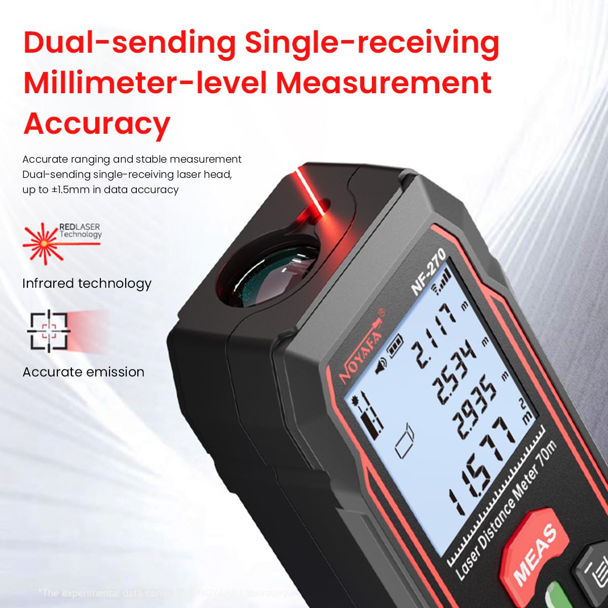 Serplex Laser Measuring Device for Construction featuring Dual Bubble Level Design ±1.5mm | 229ft LCD Backlit Distance Meter