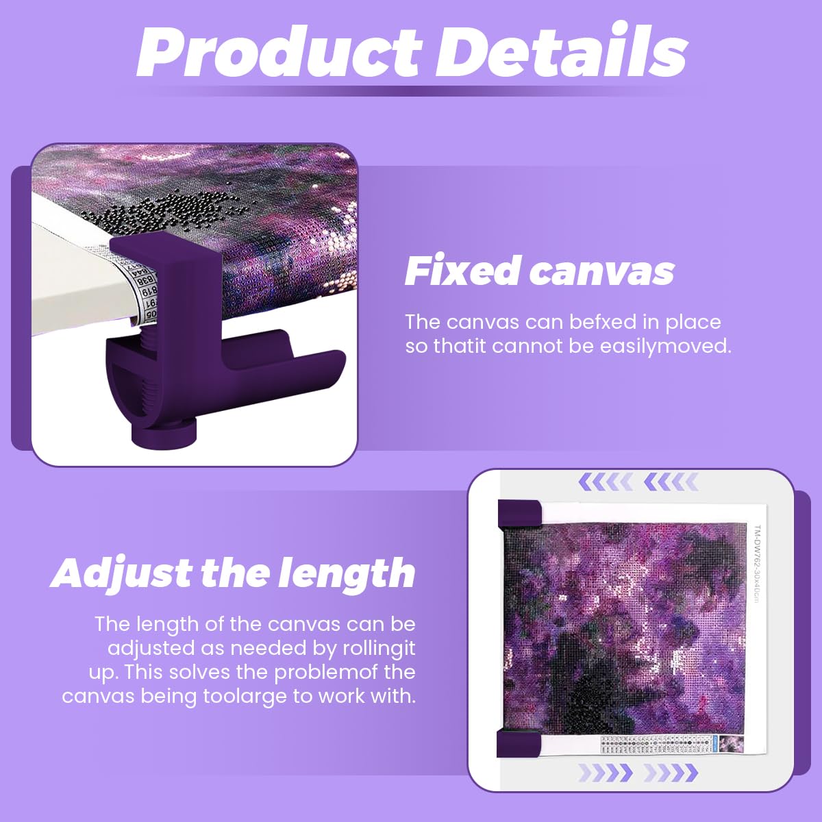 HASTHIP Desk Mounted Canvas Holder Kit for Diamond Painting with Adjustable Anti Crease Grips