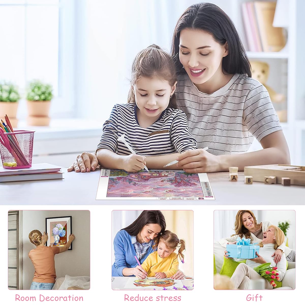 HASTHIP Diamond Painting Kit 12x16 inch for Home Wall Decoration and Leisure Gift | 5D Set for Adults and Kids