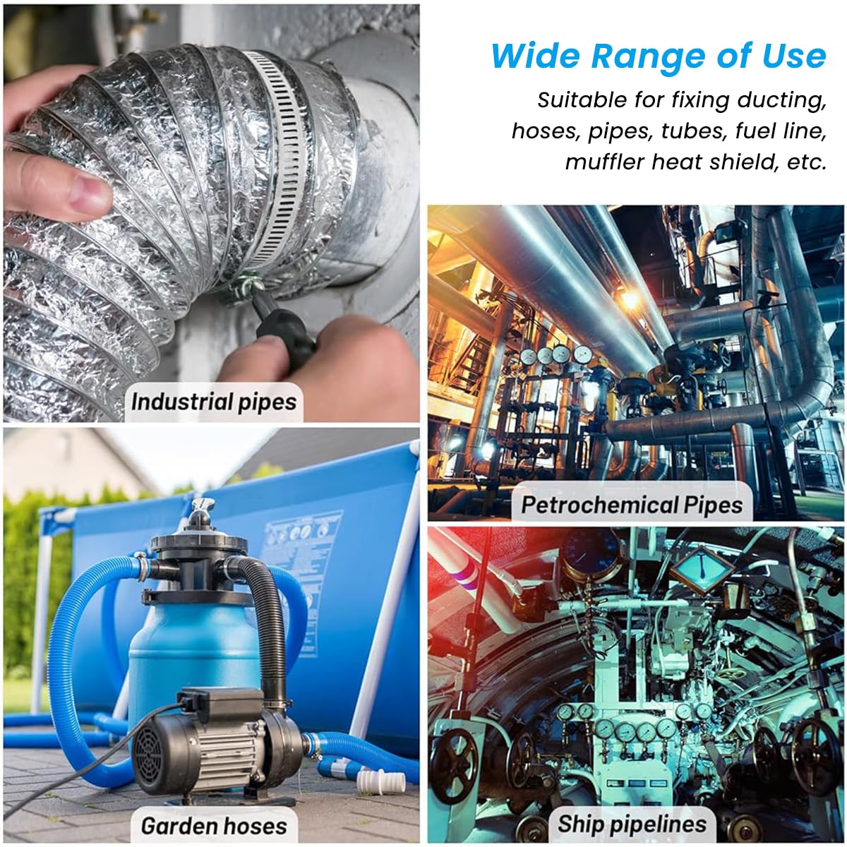 Serplex Hose Clamp Roll for Plumbing and DIY Repair 13.3ft with 8 Bolt Attachments | 304 Stainless Steel