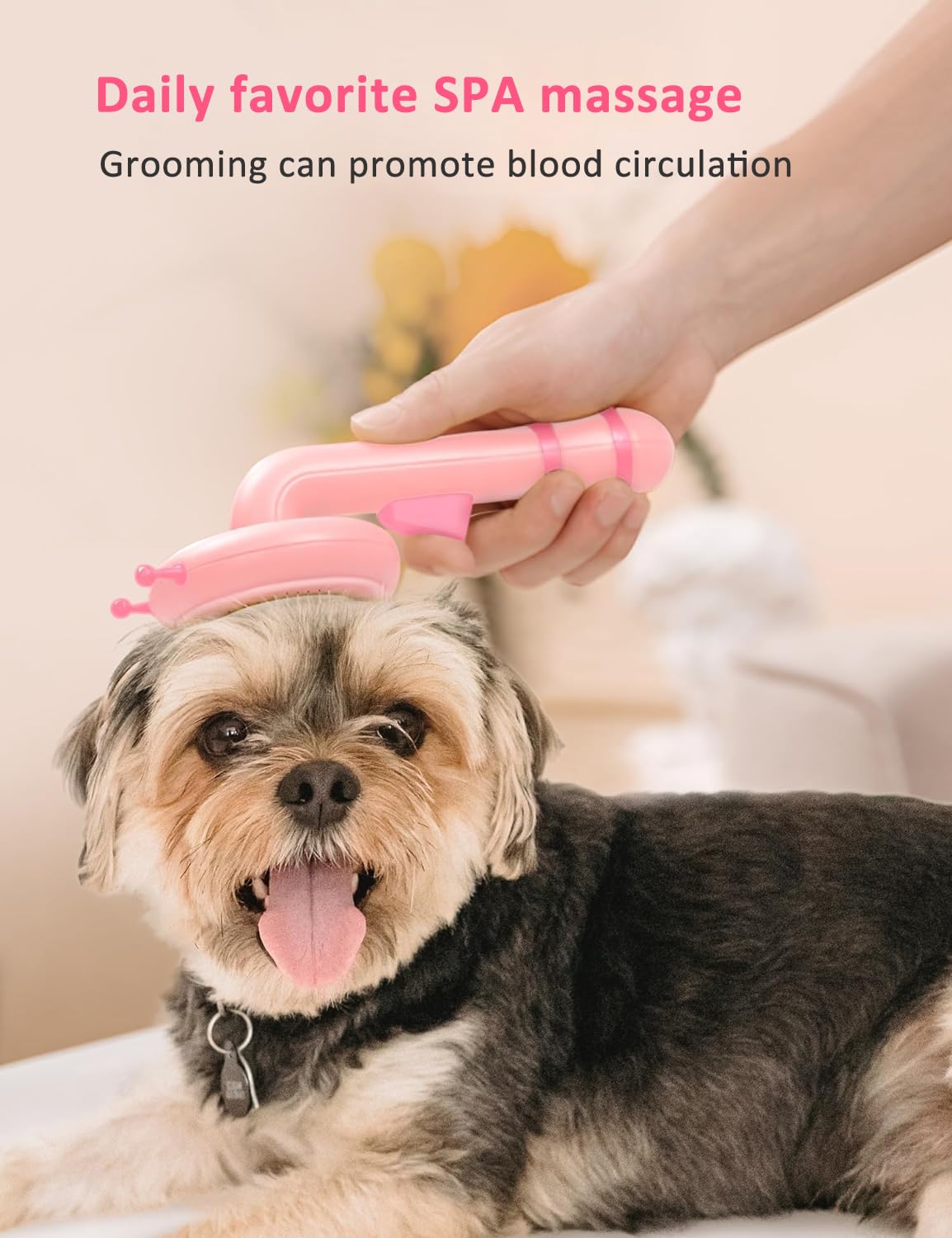 Venzina Hair Brush for Dogs and Cats featuring 3.3 in Slicker Design with One Click Cleaning | Stainless Steel Teeth and Non Slip Handle