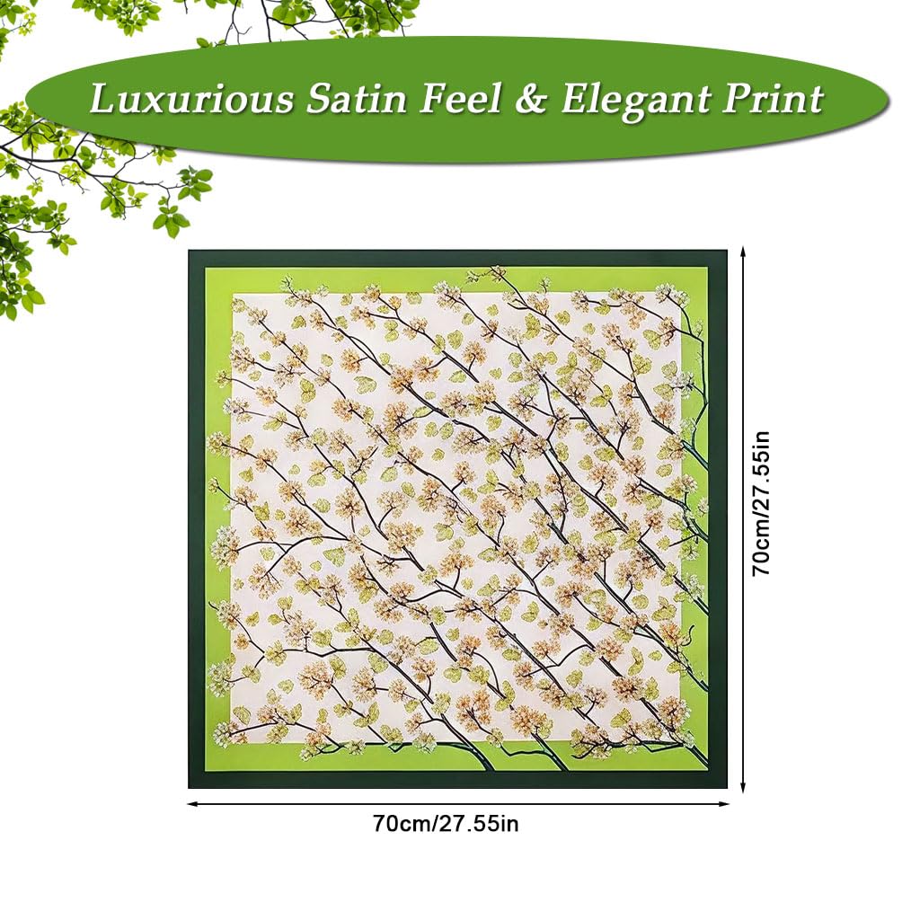 Zibuyu Vintage Square Scarf for Women featuring 90x90cm Silk Like Fabric | Elegant Green Accessory