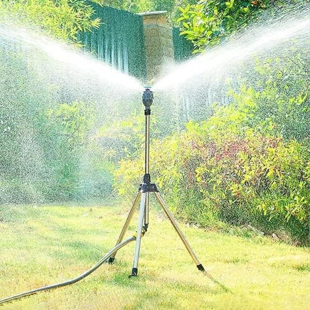 HASTHIP Garden Rotating Tripod Sprinkler for Lawn and Yard with 22 in Stand | 360° Adjustable Watering System