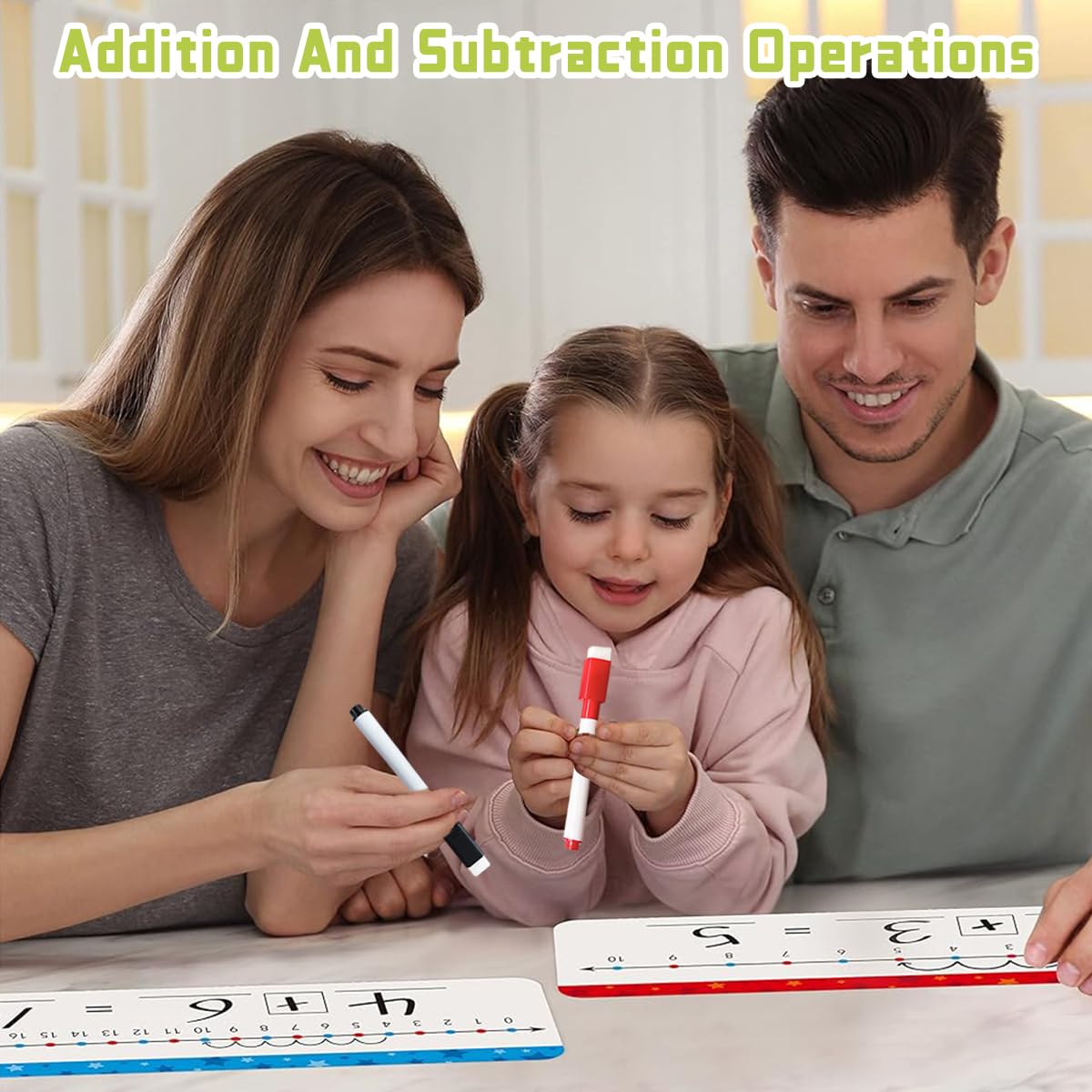 PATPAT Early Education Cards for Math Practice with 16 Reusable Cards and 2 Pens | Dry Erase Addition Learning Set for Toddlers