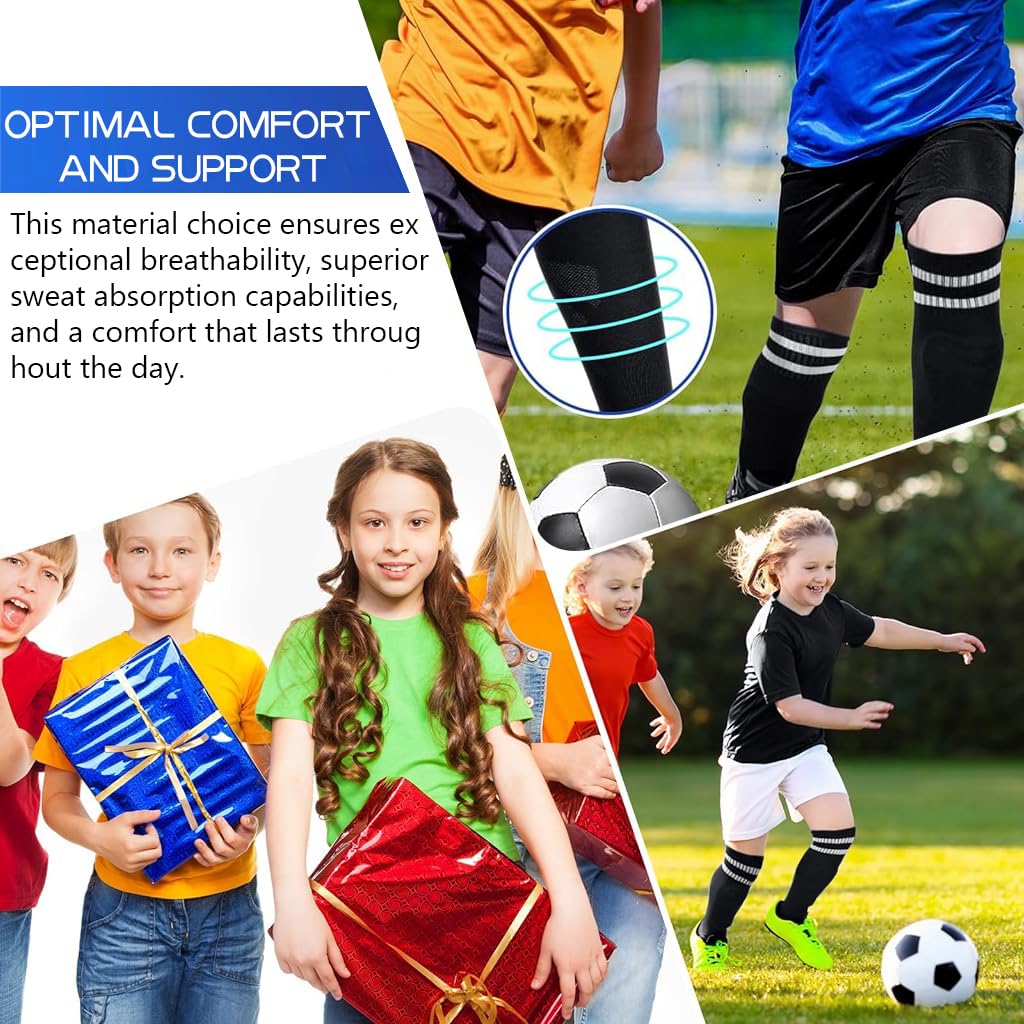 Optifit Kids Shin Guards Set for Soccer and Sports with EVA Cushioning | Includes Sleeves and Knee High Compression Socks