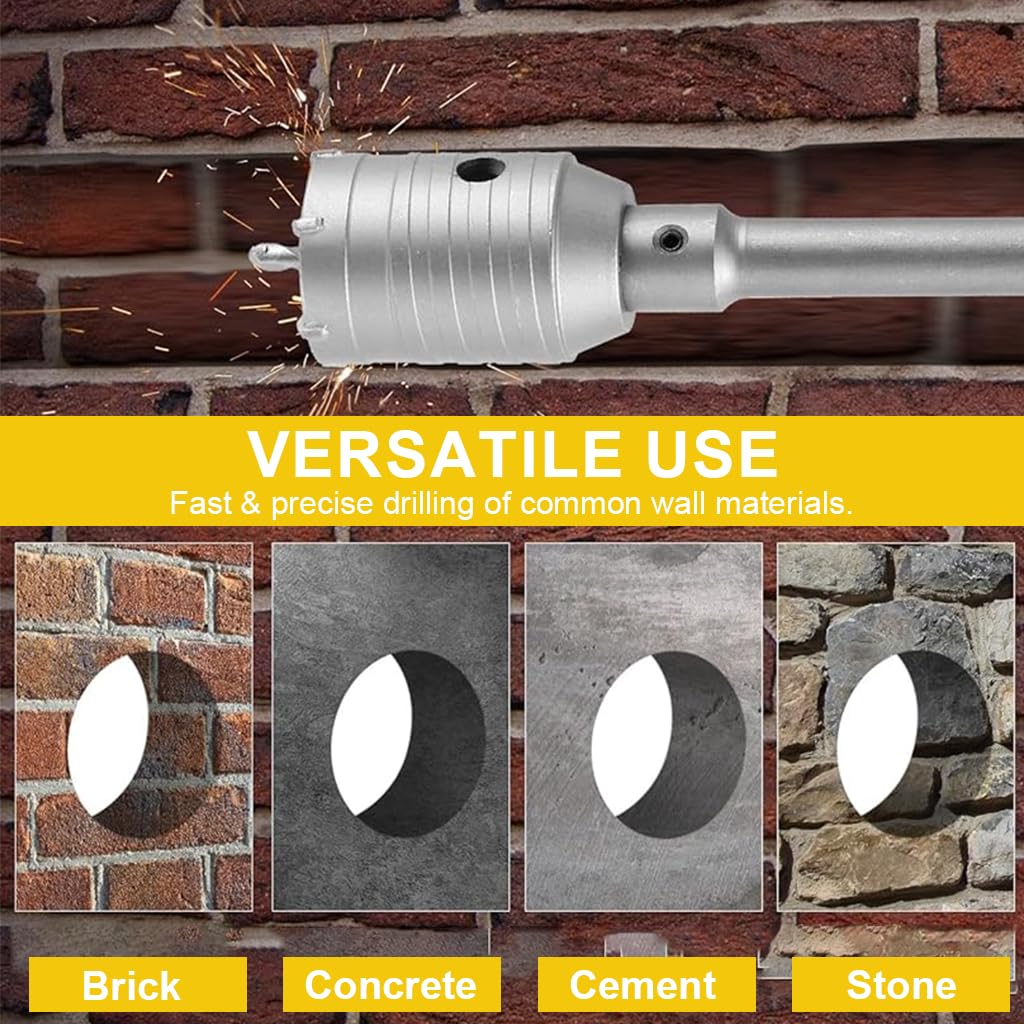 Serplex Concrete Hole Saw Set for Brick and Stone with SDS Plus Adapter | 30 40 50mm Carbide Core Drill Bits