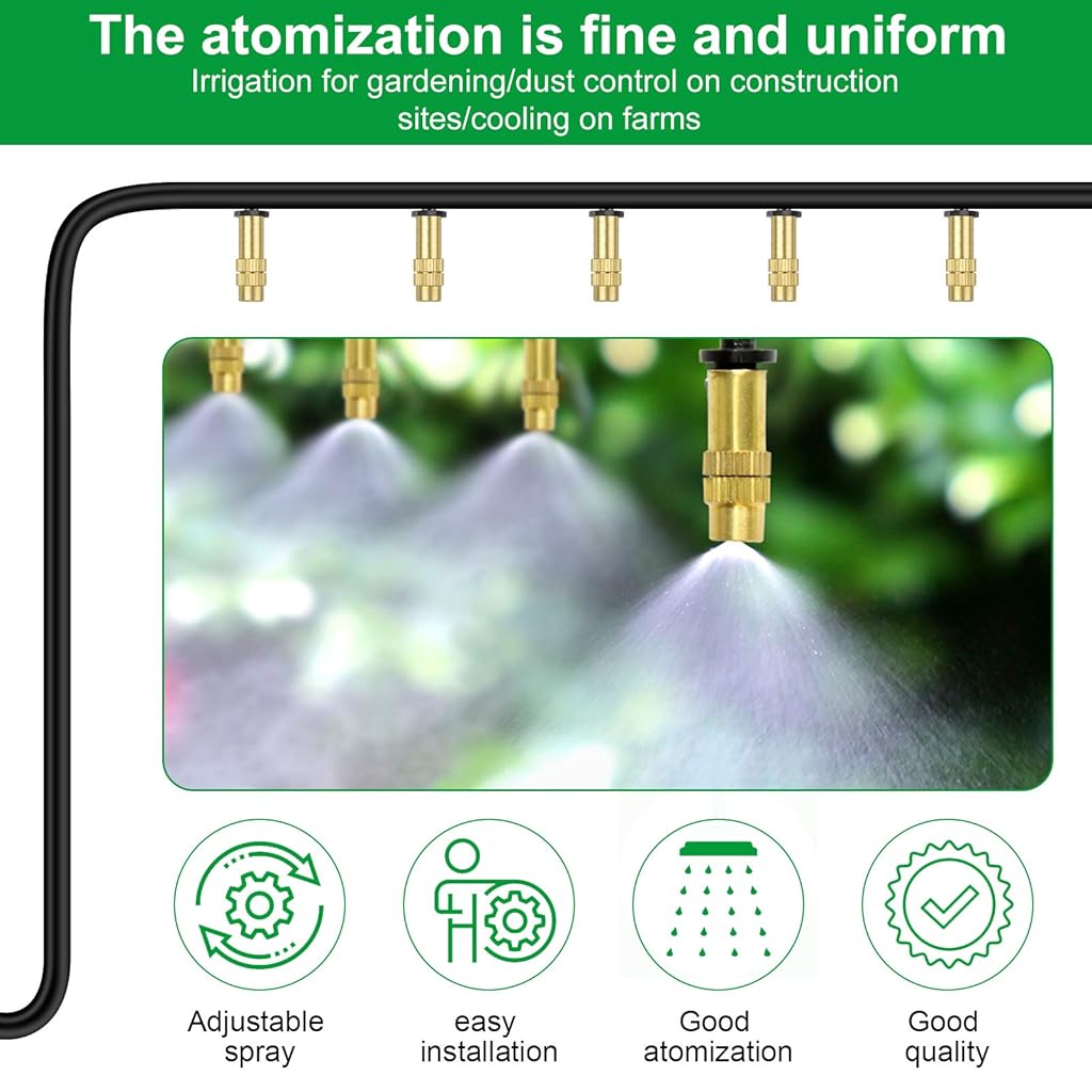 Serplex® Adjustable Water Spray Nozzle Copper 4/7mm Drip Irrigation Mist Sprayer Micro Sprinkler for Garden Cooling Lawn Vegetables Greenhouse 20PCS