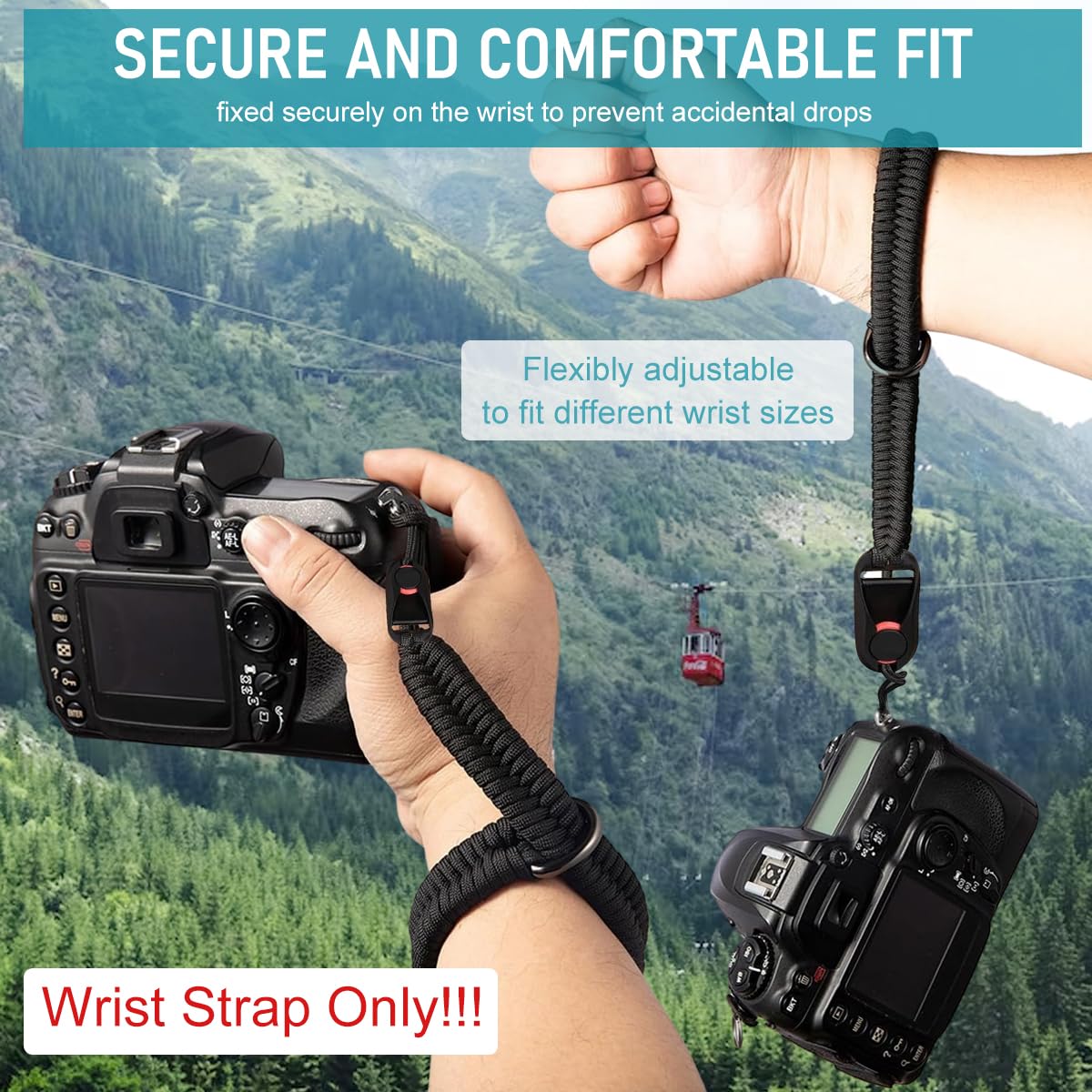 ZORBES Camera Wrist Strap for Mirrorless and Instant Cameras featuring Quick Release Rope 34cm Nylon Braided Design