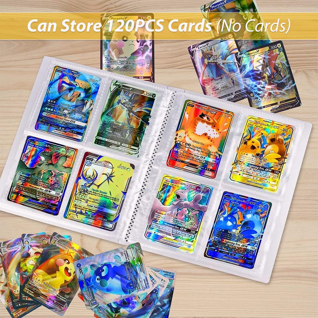 PATPAT Pokemon Card Binder for Collectors featuring 120 Card Sleeves | Waterproof Cover