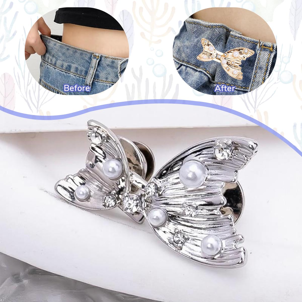 SANNIDHI Jeans Waist Tightener for Pants and Skirts featuring Fish Tail Buttons Set of 2